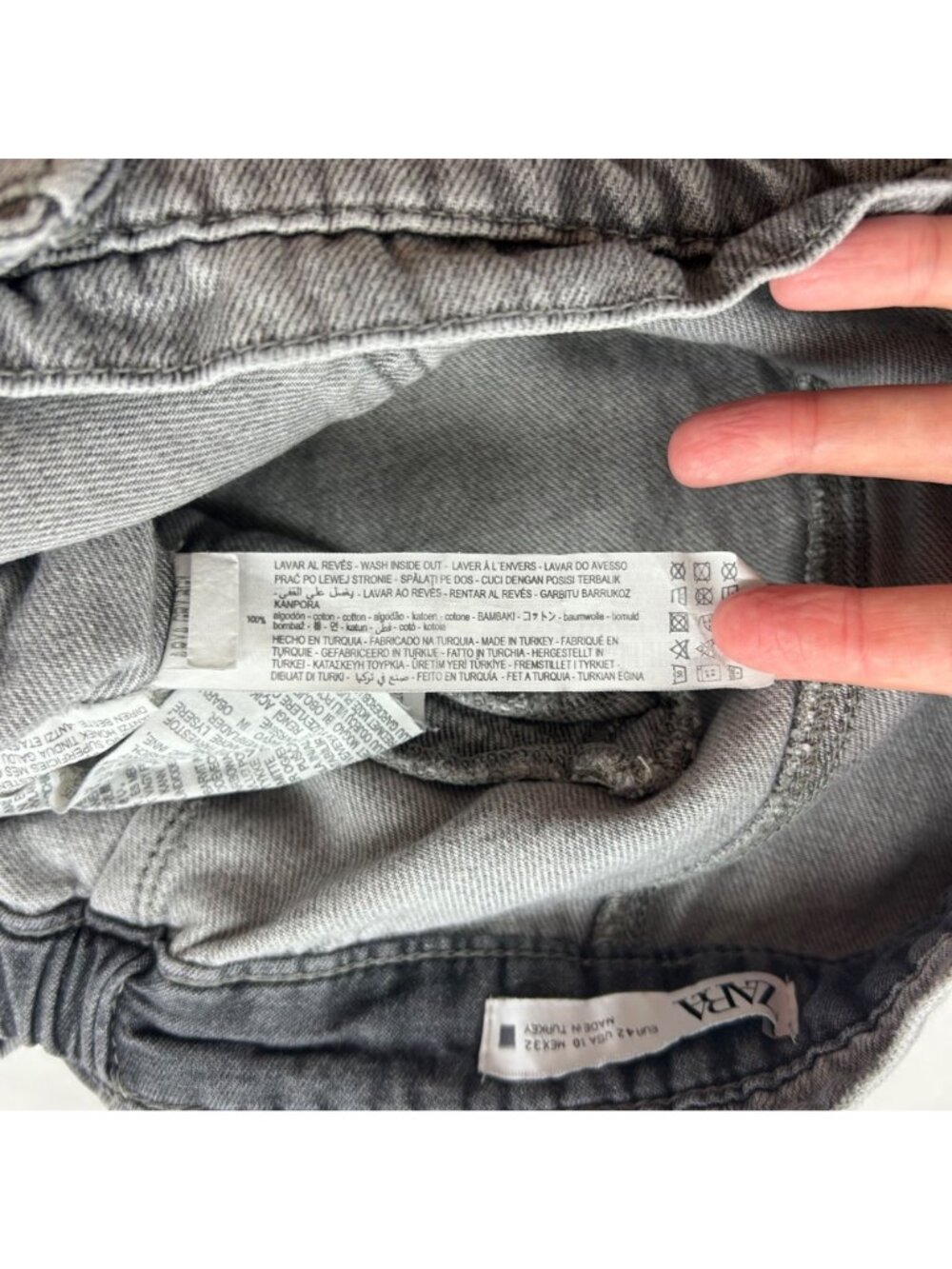 Zara Washed Gray Denim High Rise Barrel Leg Jeans 10 - Picture 4 of 6